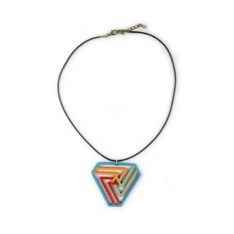 Ručne maľované drevené náušnice Infinity triangle Duo