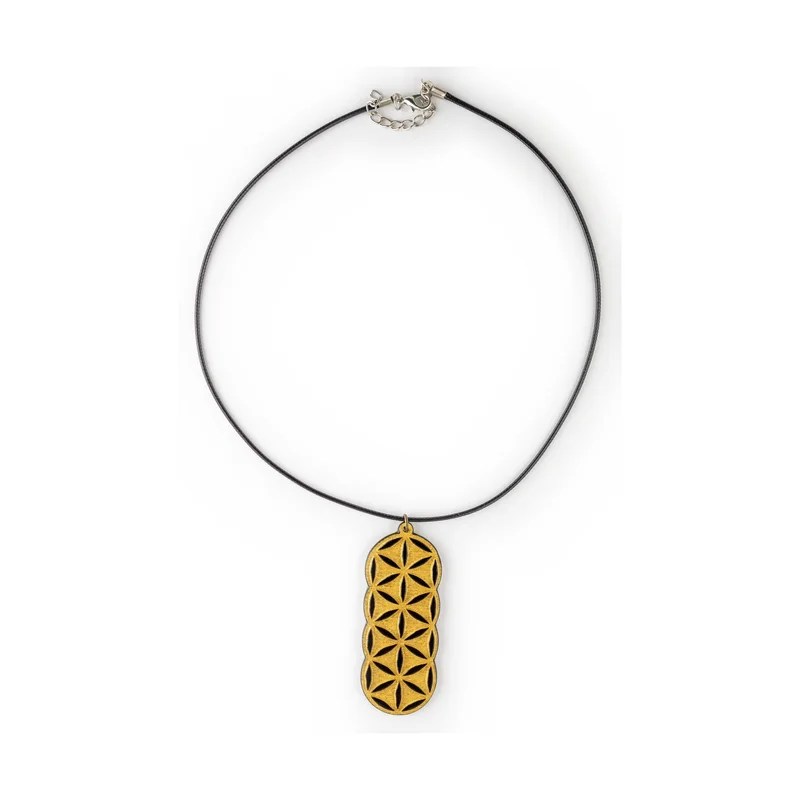 Ručne maľované drevené náušnice Flower of Life Bar