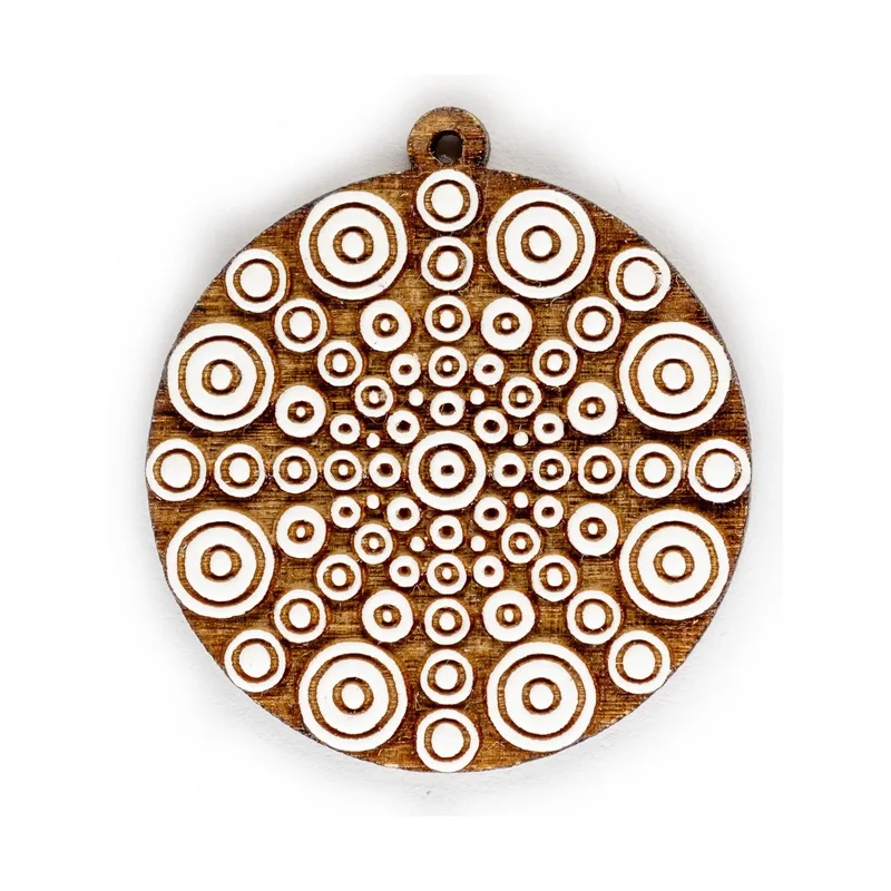 Ručne maľované drevené náušnice Concentric Burst