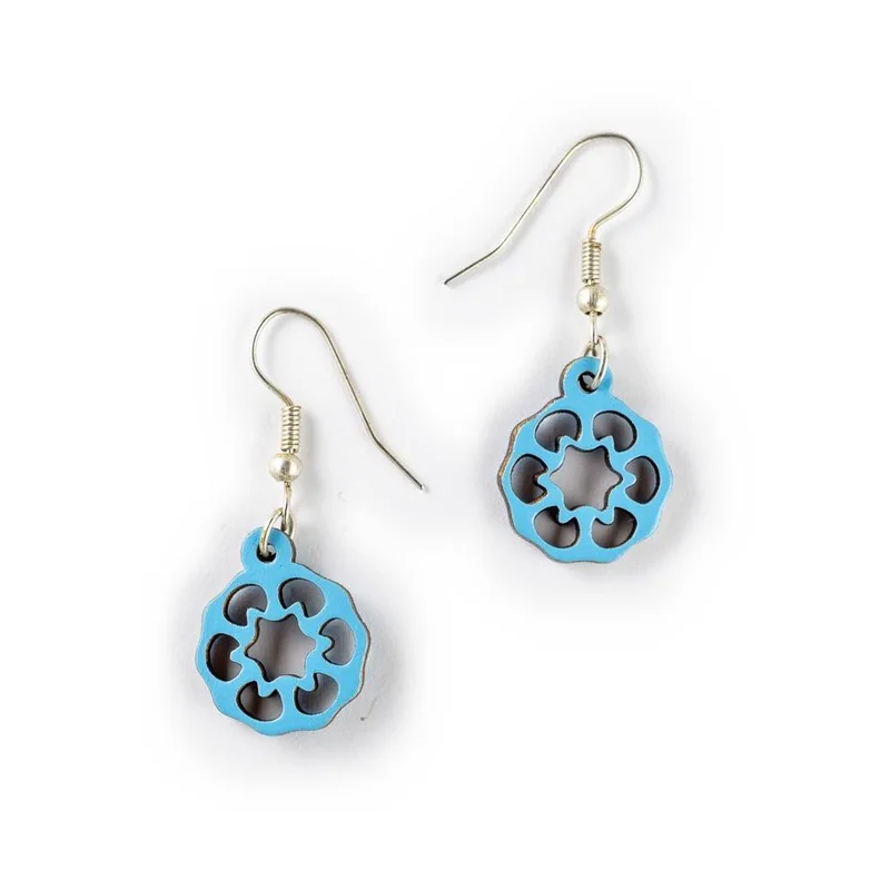 Ručne maľované drevené náušnice Starry Bloom Lace Mini