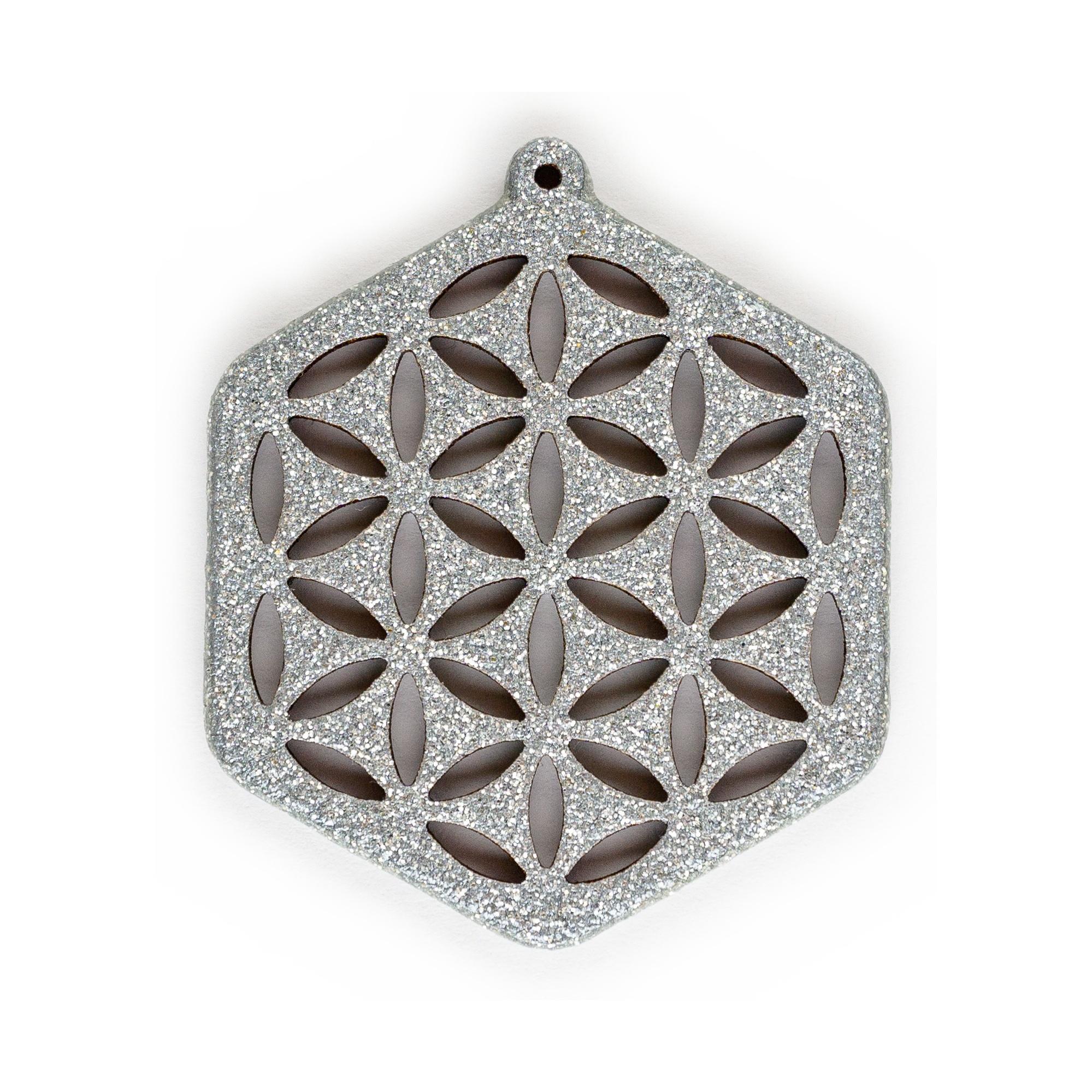 Flower of Life Hexagon - Strieborná