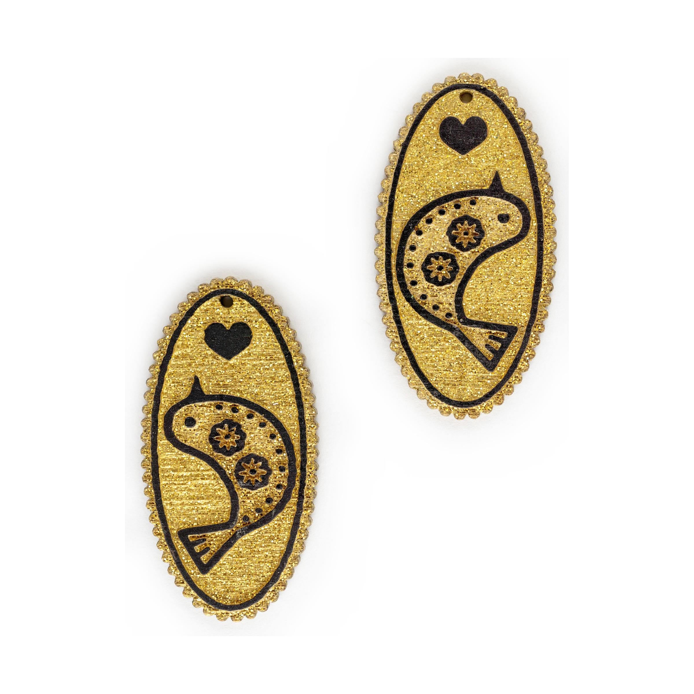 Starbird Love Line Art Oval - Zlatá