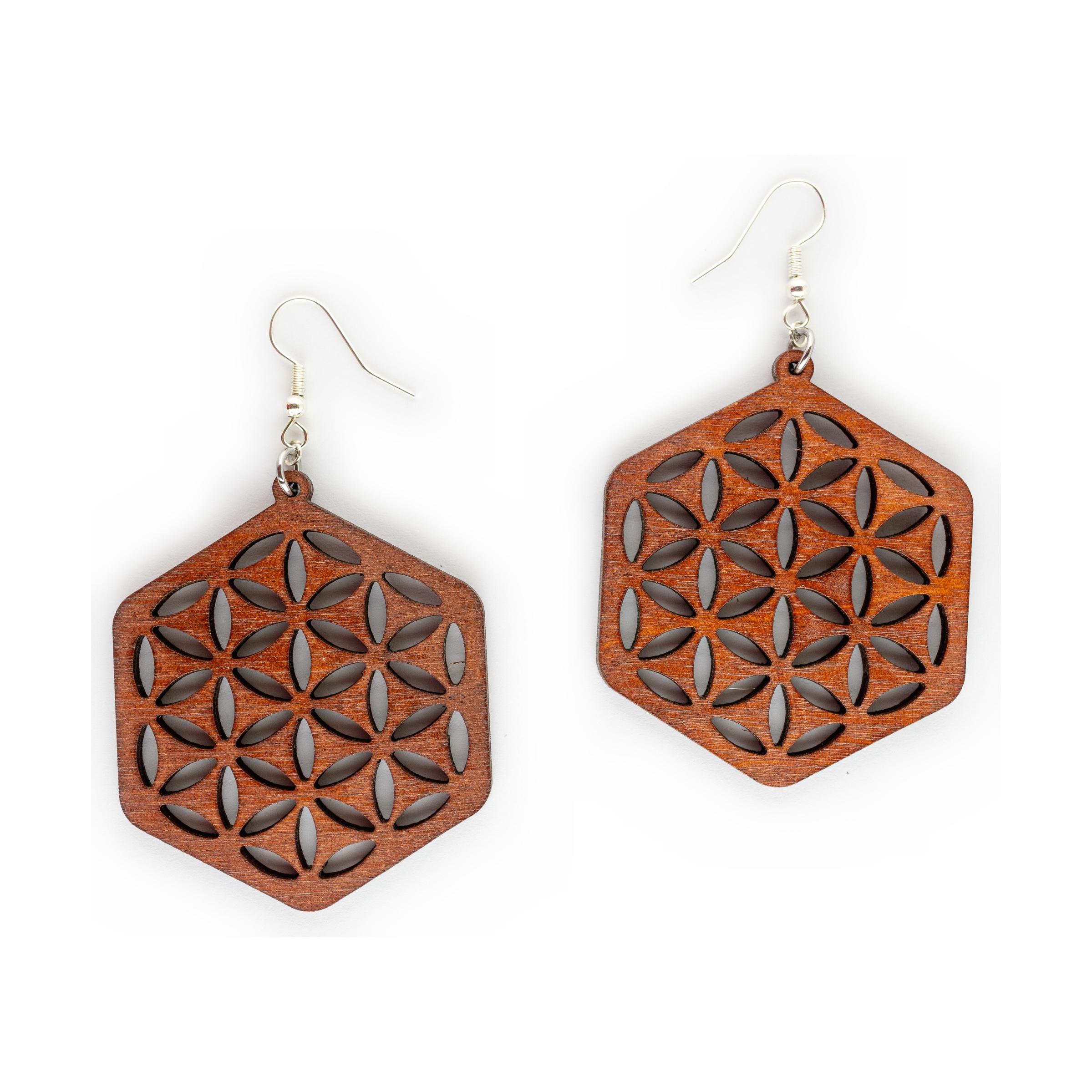 Flower of Life Hexagon - Brown